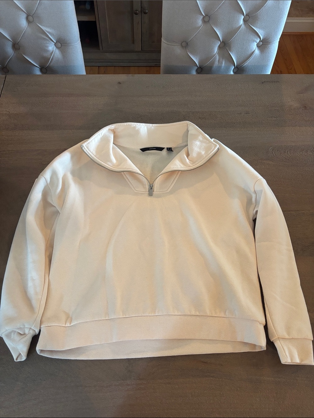 Half-Zip Pullover Sweatshirt in Cream